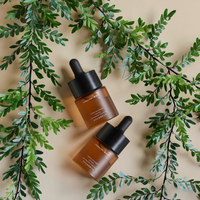 Flacon compte-gouttes cylindrique en verre transparent écologique de 15ml pour crème pour le visage, huiles essentielles, sérums, gouttes pour les yeux