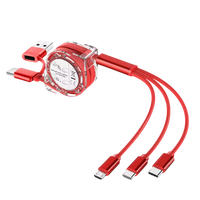 Kabel Pengisi Daya Retraktil Promosi LOGO Custom, Konduktor Tembaga Murni, 4-in-1, Kabel Pengisi Daya Lepas Pasang untuk Smartphone