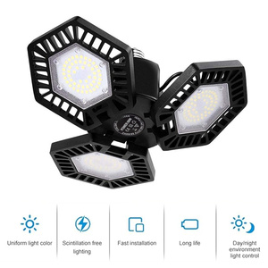 Lampe de garage LED 120W E27, <span class=keywords><strong>plafonnier</strong></span> déformable noir, super lumineux, pliable, pour atelier, entrepôt, magasin, blanc froid - Product Image 5