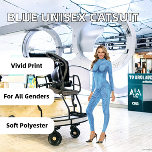 ชุดจั๊มสูทโพลีเอสเตอร์สีน้ำเงินรัดรูปสำหรับผู้ใหญ่ยูนิเซ็กซ์ ลายพิมพ์ดิจิทัล 3 มิติ สำหรับงานปาร์ตี้ฮาโลวีน คอสตูมภาพยนตร์และโทรทัศน์ ชุดแคทสูทเซ็กซี่ - Product Image 2