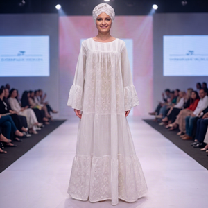 Vestido Largo Kaftan de Lujo en Algodón Blanco con Encaje para Mujer, Bordado Chikankari, Estilo Étnico Africano, para Ocasiones Especiales, Elegante y Modesto - Product Image 2
