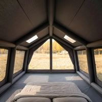 Tente de camping gonflable en coton 8+8,8 m² 4 saisons imperméable en Oxford à colonnes d'air, montage automatique portable, pour 5-6 personnes, double