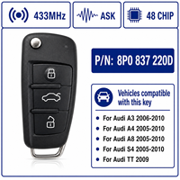 PN:8P0837220E,8X0837220 Télécommande intelligente intégrée 315Mhz 433MHz ASK 48 puces 3 boutons pour Audi A4 A5 A6