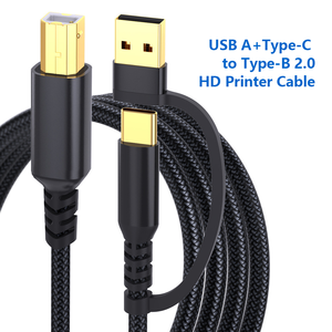 Cable Escáner 2 en 1 Personalizado USB <span class=keywords><strong>A</strong></span> + Tipo <span class=keywords><strong>C</strong></span> <span class=keywords><strong>a</strong></span> Tipo <span class=keywords><strong>B</strong></span> de Alta Velocidad 480 Mbps con Malla de Protección y Cubierta de Nailon, Cable para Impresora HD - Product Image 2
