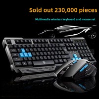 Ensemble clavier et souris sans fil Deiog V61 avec touches multimédias USB 1200 dpi, design ergonomique pour ordinateur portable et téléviseur