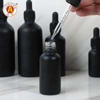 Flacon compte-gouttes en verre noir à épaule ronde pour sérum, 20ml, 30ml, 50ml, 100ml, 120ml, vente en gros