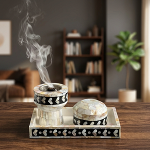 Juego de quemadores de incienso de nácar hechos a mano, soporte aromático para uso en todas las estaciones, decoración para el hogar, regalo, decoración para Ramadán y Eid. - Product Image 1