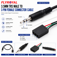 Câble audio TRS mâle 3,5 mm vers terminal femelle 3 broches, assemblage de faisceau de câbles pour système audio de voiture et haut-parleurs, fabriqué en usine