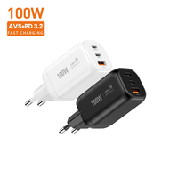 Pengisi Daya Cepat VINA 100W AVS PD3.2 2C1A Mini GaN untuk iPhone iPad MacBook Adaptor USB C Multiport Pengisi Daya Portabel untuk Perjalanan