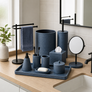 Ensemble d'accessoires de salle de bain XYR-6055 en résine, motif <span class=keywords><strong>labyrinthe</strong></span> géométrique, huit pièces, écologique, facile à nettoyer - Product Image 2