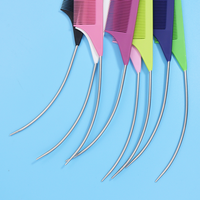 Peigne professionnel personnalisé en acier inoxydable tressage queue de rat incurvé résistant à la chaleur peignes de séparation de précision en carbone en forme de c