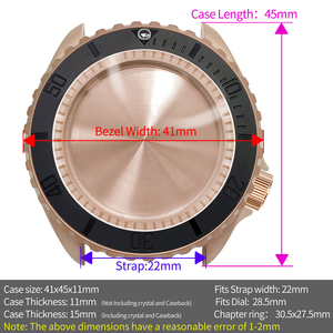 Cassa <span class=keywords><strong>Orologio</strong></span> Opaca 3.8 SKX <span class=keywords><strong>Oro</strong></span> <span class=keywords><strong>Rosa</strong></span> con Corona a Ore 4 per Movimento SKX007 009, Inserto Zaffiro, Fondello di Ricambio, Parti Modifica - Product Image 2