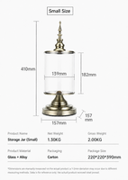 Pot de rangement en verre transparent de haute qualité, style européen, pour collection de bandes de cigares, avec couvercle en laiton antique, pour collectionneurs