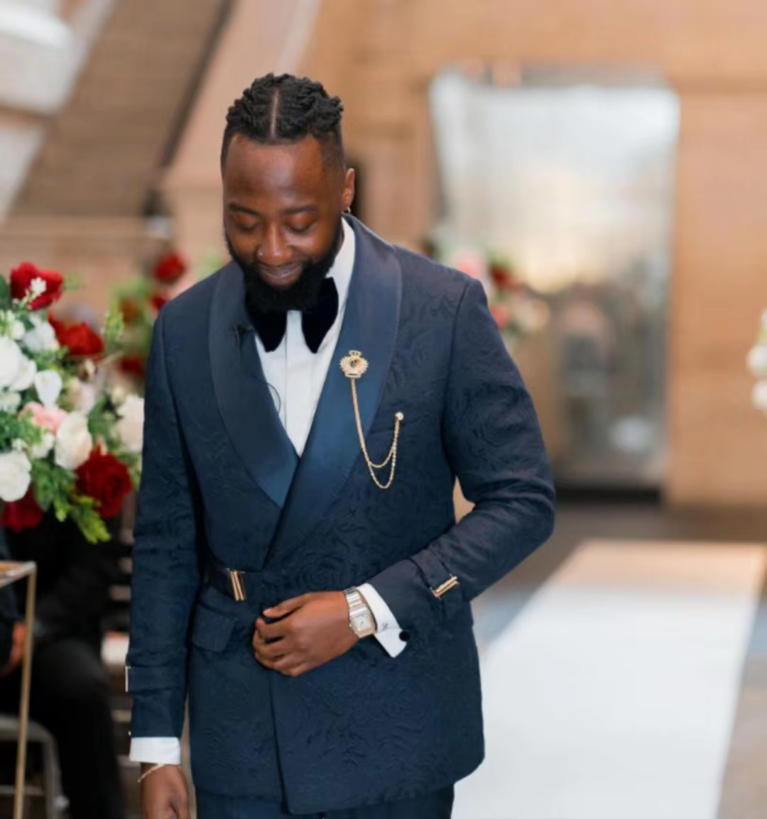 Chaleco Traje De Novio Azul Noche Boda Camisa Para Terno Azul - Main Image