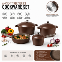 Ensemble d'ustensiles de cuisine en aluminium OEM en gros, casseroles et poêles antiadhésives avec poêle à frire, casserole à lait, spatule en silicone, base à induction – Fabricant