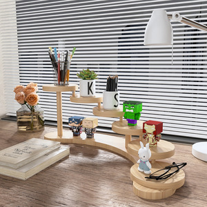 Solid Wood Desktop Storage <b>Shelf</b> 6 Tier Multi Layer Office Organizer Flower Stand Cosmetic Display <b>Rack</b> - Product Image 3