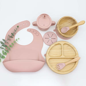 Babero de Bambú <span class=keywords><strong>para</strong></span> Niños <span class=keywords><strong>con</strong></span> Fuerte Succión, Ecológico, Juego de Vajilla, Tazas, Platos, Tazones, Comida <span class=keywords><strong>para</strong></span> Bebés - Product Image 4