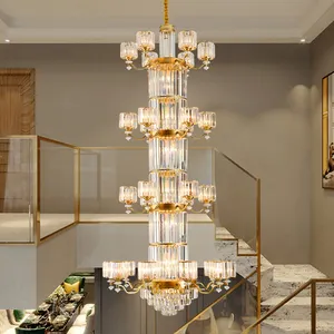 2023 Luxe Trap Kroonluchter Verlichting Goud Huis Decoratieve Kristallen Lamp Ontwerp Lange Ophanging Lamp