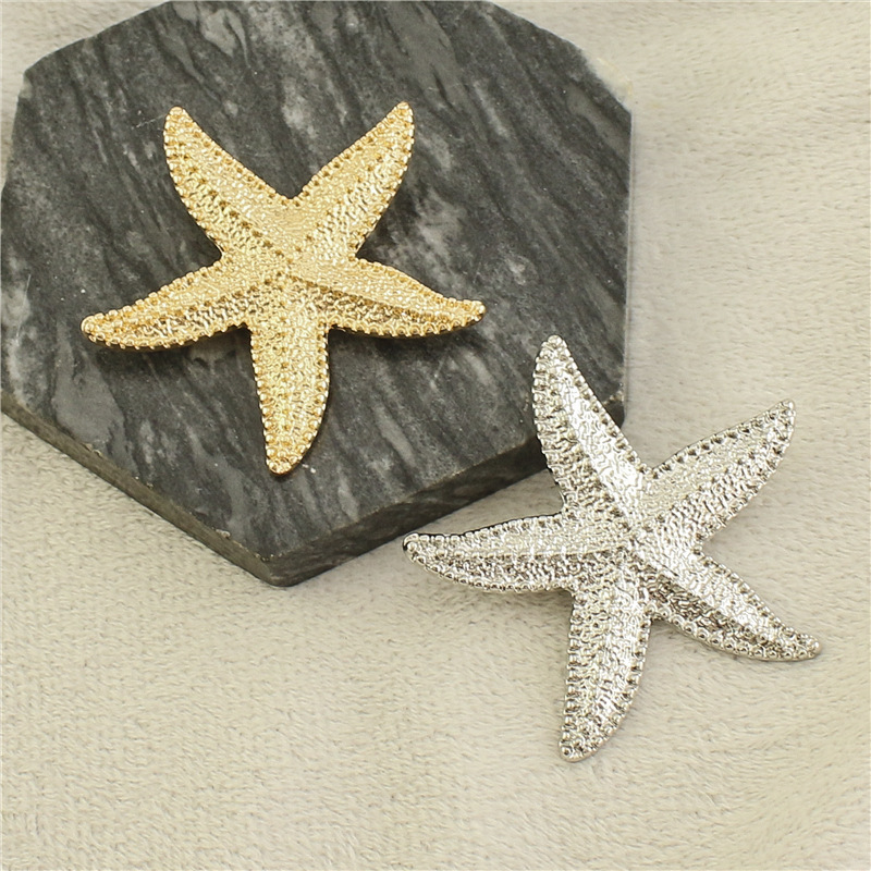 Broche Étoile De Mer Or Et Strass - Accessoire De Mode Pour Femme/Homme, Mariage, Plage (7x6.9cm)