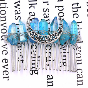 <span class=keywords><strong>Peigne</strong></span> à cheveux en cristal naturel fait à la main coiffure de mariée épingle à cheveux en pierre de cristal pince à cheveux peignes à cheveux latéraux pour femmes - Product Image 6