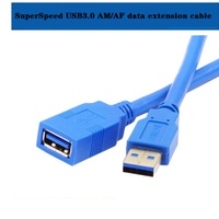 Cable de Extensión USB 3.0 Estándar, Macho a Hembra, con Cubierta de PVC Azul, Conductor de Cobre Estañado, para Computadora, Cámara, Videojuegos