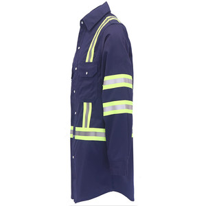 Camisas de Alta Visibilidad Resistentes al Fuego de 7.5 oz con Cinta Reflectante para Soldadores y Montadores al por Mayor - Product Image 4