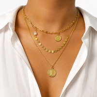 Ensemble de colliers superposés de styles variés avec pendentifs cœur, papillon, pièce de monnaie et cadenas, couleur or et argent, bijoux de mode pour femmes, vente en gros