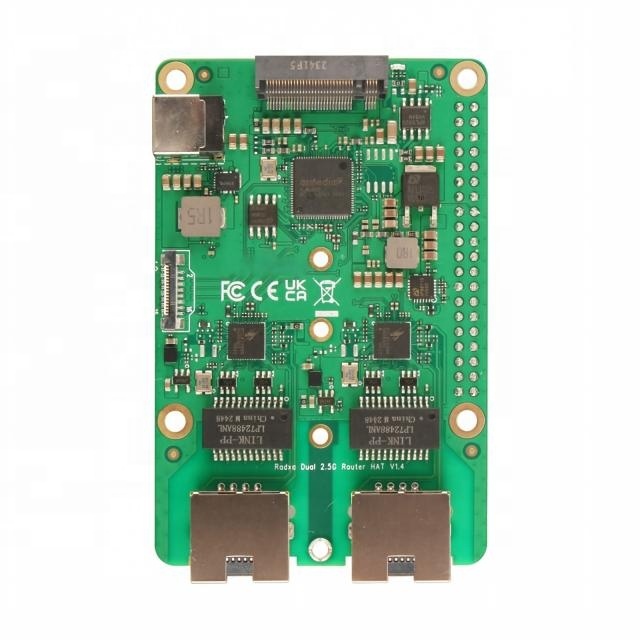 Radxa Dual 2.5G Router HAT 2x2.5G Ethernet NVMe 2280 Slot FPC for Pi 5, 12V DC5525 Supports ROCK 5C/4D/2A/2F & Raspberry Pi 5