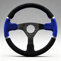 Volant de course en cuir bicolore personnalisé de 320 mm, volant sport à fond profond, volant de rallye à trois couleurs