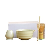 Nouvelle boîte cadeau Matcha à la mode comprenant un bol à Matcha et un support Chasen Fouet en bambou avec cuillère à thé Tamis en métal 5 pièces Outils Matcha