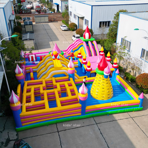 Château gonflable commercial géant pour enfants et adultes, avec toboggan et parcours d'obstacles, pour parc d'attractions extérieur, écologique - Product Image 5