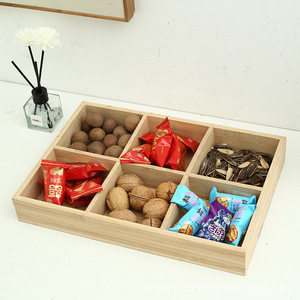 Caja de almacenamiento de bambú con nueve compartimentos, rectangular de 4.5 pulgadas, hecha a mano, para frutas secas, dulces, uso doméstico - Product Image 1