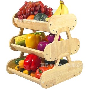 Cesta de Almacenamiento de Frutas de Madera, Estante Multiusos para Verduras, Organizador de Encimera de Cocina, Diseño de Madera Maciza Ecológica - Product Image 3