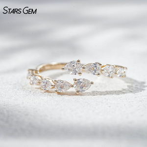 StarsGem Anillo Unisex de Oro Sólido de 10K con Baño de Rodio, Diamante Cultivado en Laboratorio de 0.87CTW, Corte Marquesa Graduado, Frente Abierto, para Aniversario - Product Image 2