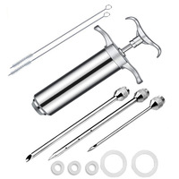 Injecteur de marinade pour grillades, 2 oz, injecteurs de viande de dinde, seringue de cuisson en acier inoxydable, injection avec 2 à 5 aiguilles