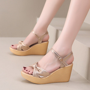 Women Summer Wedge Sandals New European and American Style Open-Toe Thick-Soled Large Platform Roman Sandals - Product Image 4