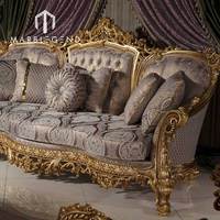 Canapé rond en bois sculpture canapé salon meubles canapé ensemble chaise dorée canapé de luxe