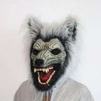 Masque en latex tête de loup démoniaque pour Halloween et Noël, nouveau couvre-chef en peluche loup-garou gris, vente directe d'usine transfrontalière pour jeu de rôle