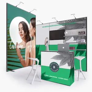 L Shape 10x10ft Modular Trade Show Booth Display Stand Aluminum Frame With Shelves Usable Exhibition Booth For Event