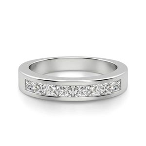 Juego de canales de diamantes de corte princesa, anillo de boda de media eternidad, anillo de regalo de aniversario, anillo de regalo de cumpleaños, anillo de compromiso, - Product Image 1