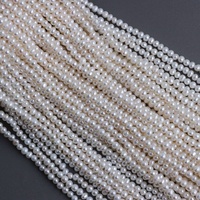 Perles d'eau douce blanches naturelles en forme de pomme de terre, qualité AA, 3-4 mm, perles semi-finies enfilées pour la fabrication de bijoux