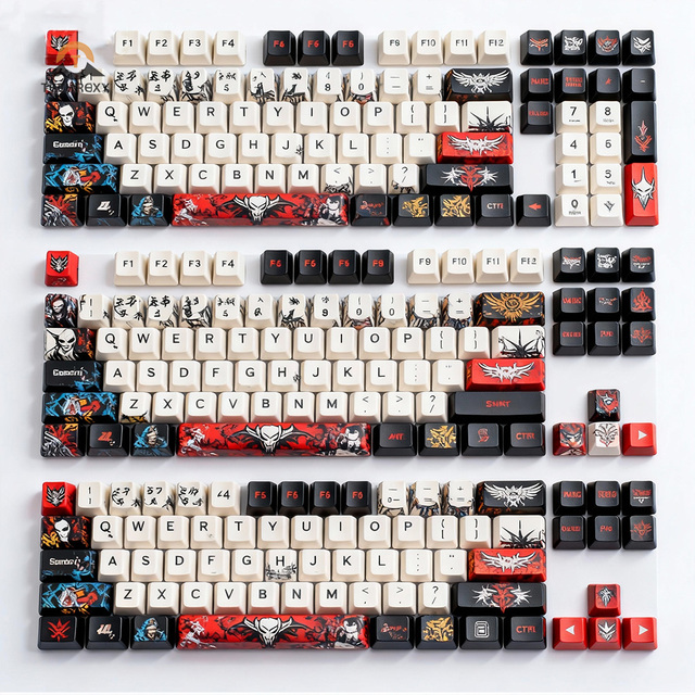 Premium TECHREXY Fast Delivery Custom PBT Keycaps 75% Layout Transparent Artisan Mechanical Keyboard Caps Cartoon 3D Anime