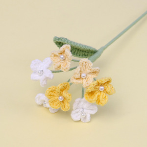 Nueva Llegada 7-Cabeza <span class=keywords><strong>de</strong></span> Ganchillo <span class=keywords><strong>de</strong></span> Lana <span class=keywords><strong>de</strong></span> Punto Flor Ornamento Multi-Color Forget-me-not Rama Perla Hoja Día <span class=keywords><strong>de</strong></span> San Valentín Año Nuevo - Product Image 4