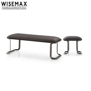WISEMAX mobilya İtalyan Minimalist paslanmaz çelik uzun tezgah oturma odası mobilya deri döşeme osmanlı koltuk için otel