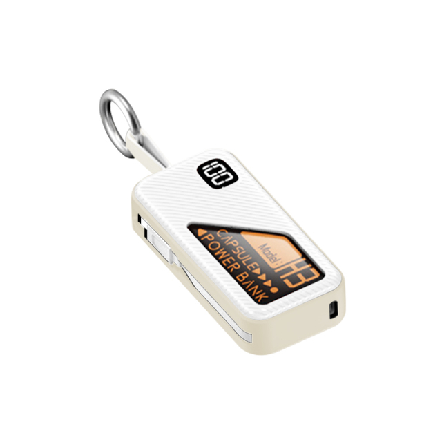 Key Chain Mini Portable Power Bank With Built-In Cable 20W PD Fast Charging Battery Pack