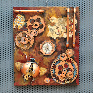 Decoración Steampunk Retro para Bares, Restaurantes y Hoteles, Pintura Mural 3D Colgante, Motocicleta <span class=keywords><strong>Harley</strong></span>, Estatua de Spider-Man, Avión - Product Image 2