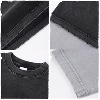 Camiseta Oversize de Punto con Lavado Ácido Retro Personalizada, Estilo Urbano Unisex, Estampado de Doble Capa, Cuello Redondo, Manga Larga para Hombre