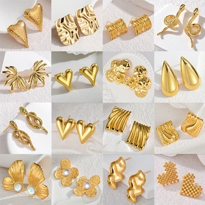Custom 18K Gold Plated <strong>Stainless</strong> <strong>Steel</strong> Waterdrop Flower Butterfly Earrings Non-Tarnish Women's Hypoallergenic Fashion <strong>Jewelry</strong> - Product Image 1