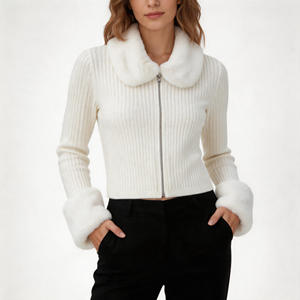 YIYU Garanzia di Qualità, Vendita Calda, Prodotto in Cina, <span class=keywords><strong>Cardigan</strong></span> alla Moda, Maglieria di Design, Top <span class=keywords><strong>Cardigan</strong></span>, Maglione in <span class=keywords><strong>Peluche</strong></span> da Donna con Pelliccia - Product Image 1