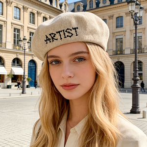 COHUY Berretto in denim ricamato da donna stile blogger Instagram, estivo, artistico, retrò, versatile, cappello da pittore (per teste grandi) - Product Image 4